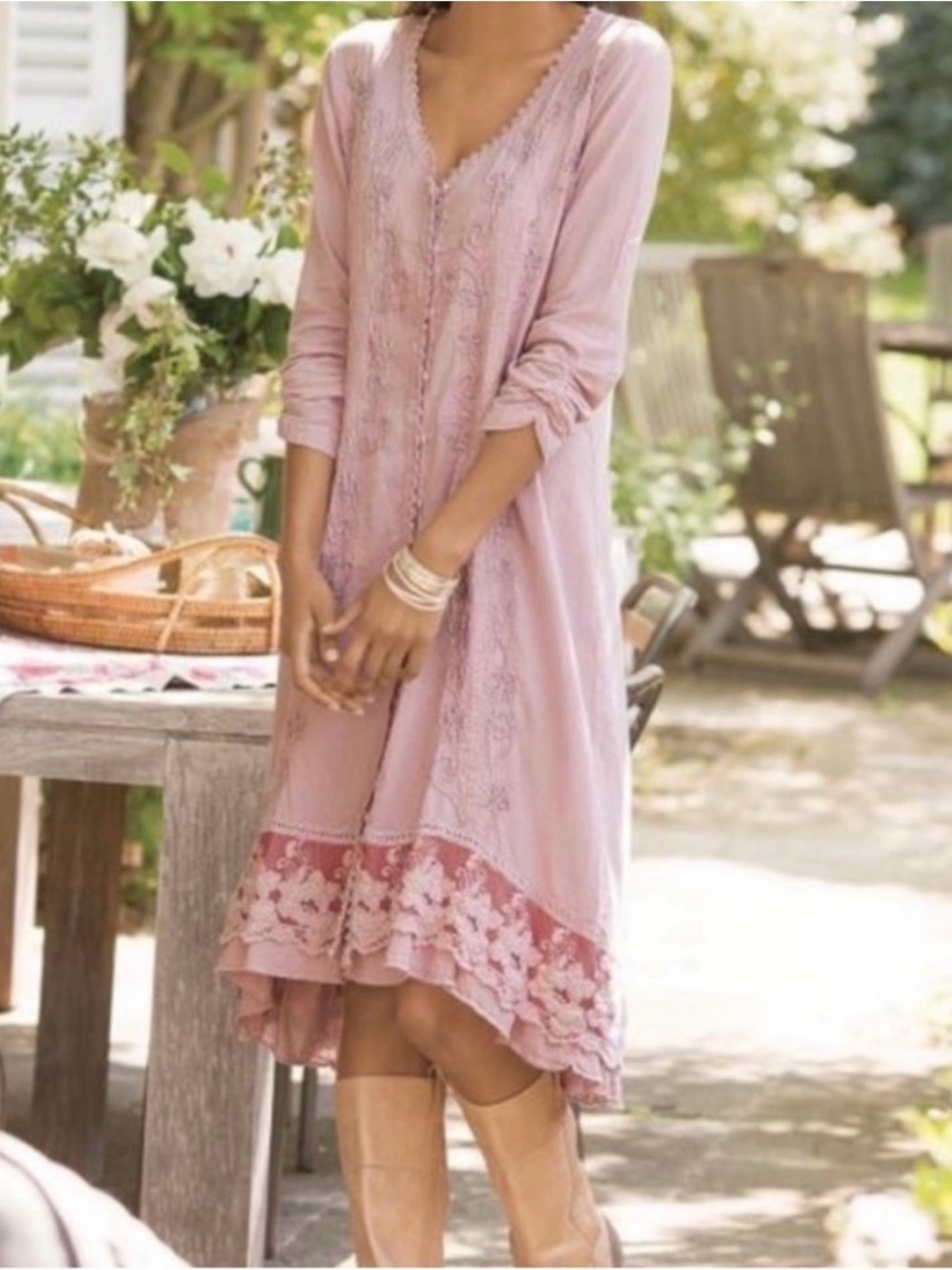 Soft Surroundings Dusty Rose High-Low Dress